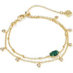 Emilie Multi Strand Crystal Emerald Drusy Bracelet Fashion Jewelry for Women